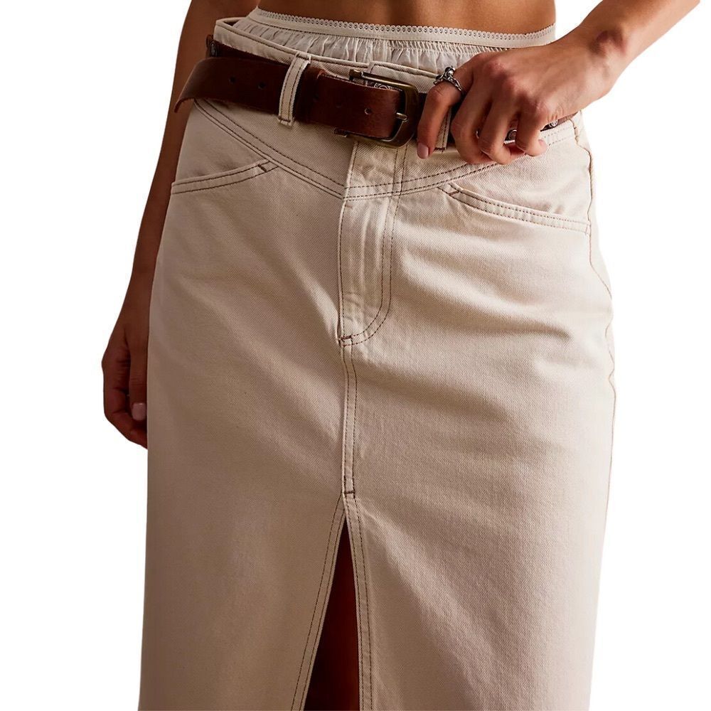 Free People We The Free Women's Come As You Are Denim Maxi Skirt Size 2 - Picture 3 of 12